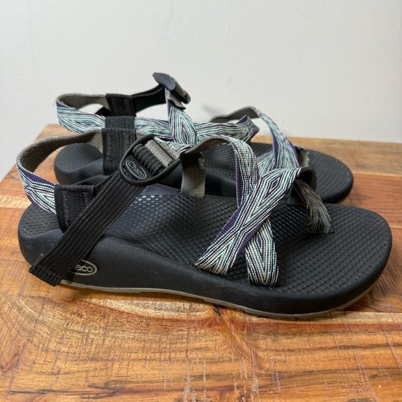 Chaco Shoes - Chaco Blue and Purple Patterned Sandals, Women’s 9